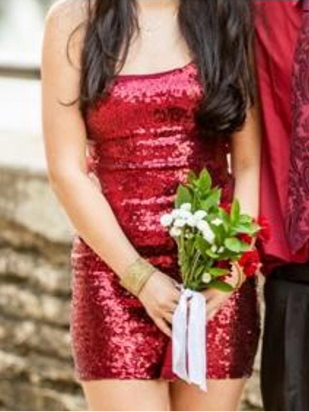 B Darlin Red Sequin Mini Dress - Picture 5 of 6